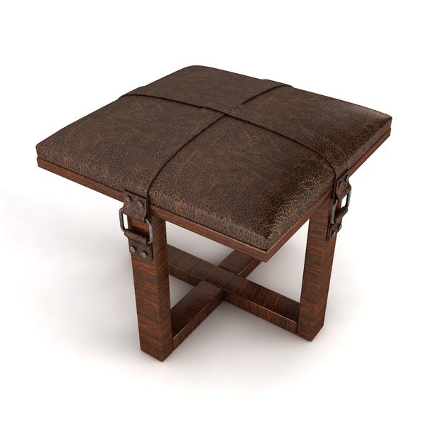 leather padded stool obj