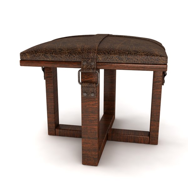 leather padded stool obj