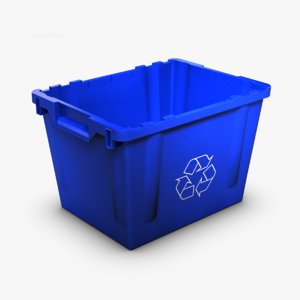 3d model blue recycling bin