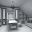 3d library interior model