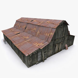 3d model of photorealistic old barn