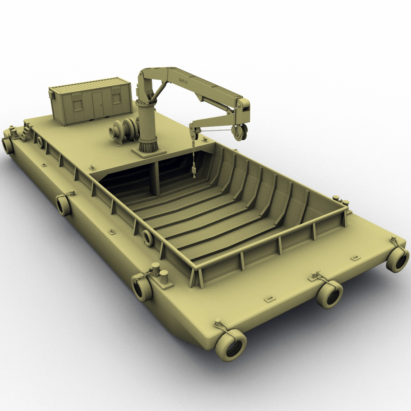 3d barge deck crane model