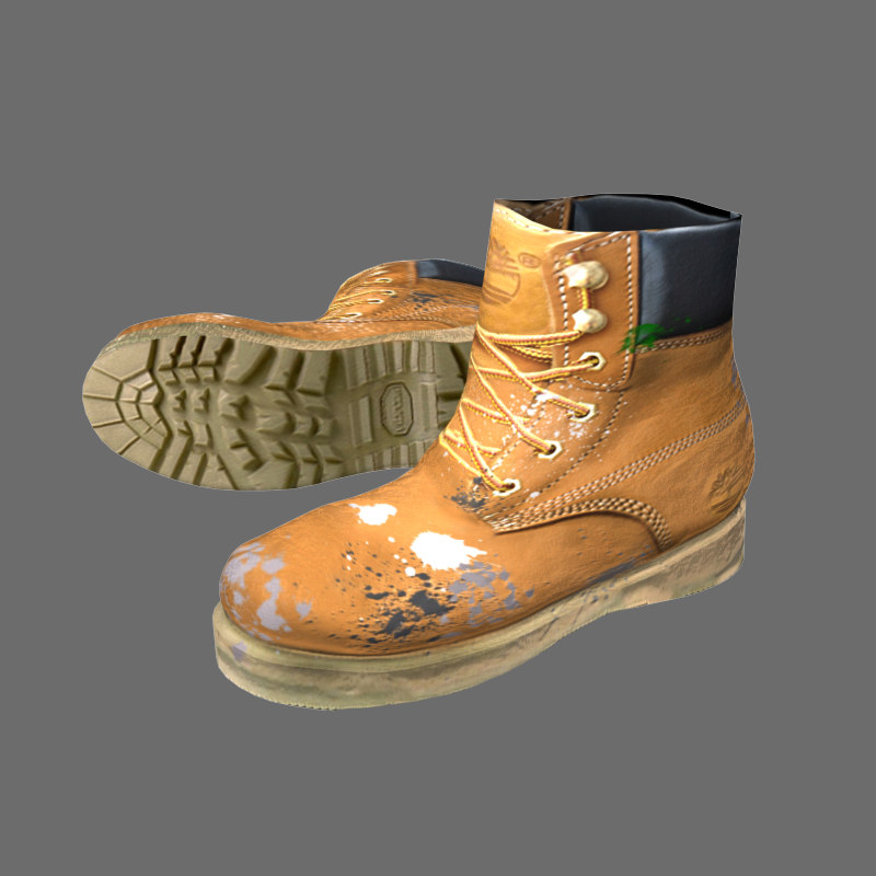 free ready timberland working boots 3d model