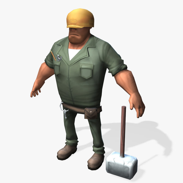 cartoon worker real-time max