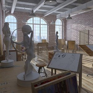 3d drawing studio class interior