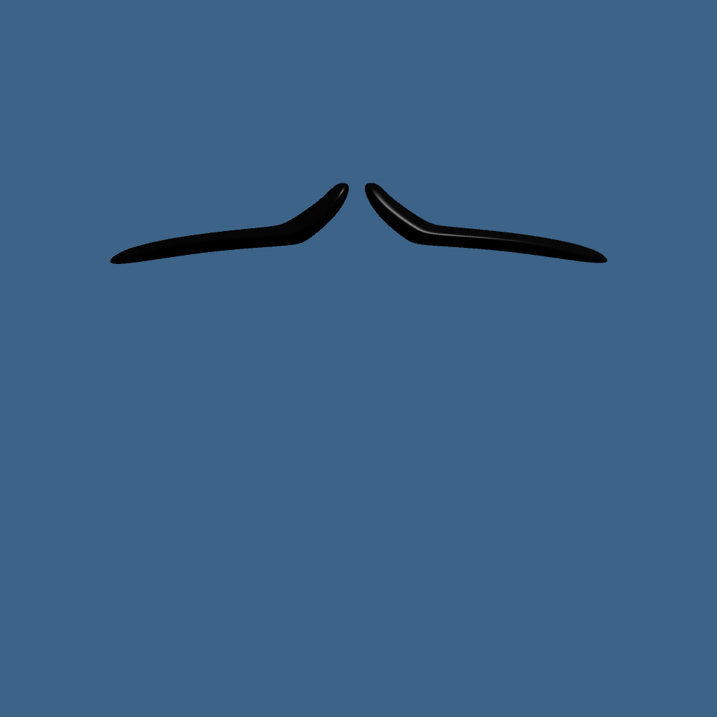 3d model of split pencil style mustache