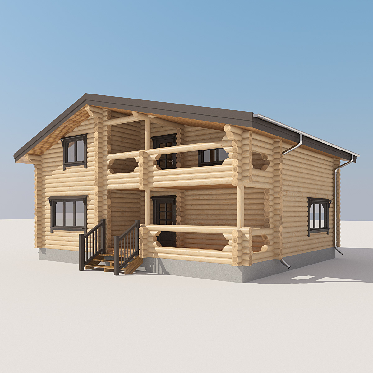 3d model of log house