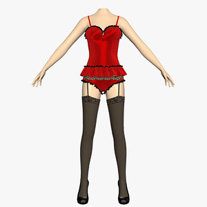corset stockings 1v 3d max