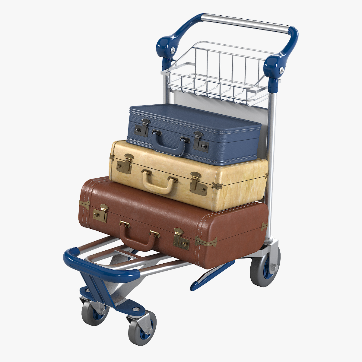 3d model loaded baggage cart