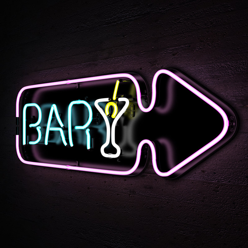 3d neon lights bar sign model