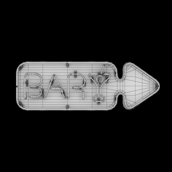 3d neon lights bar sign model