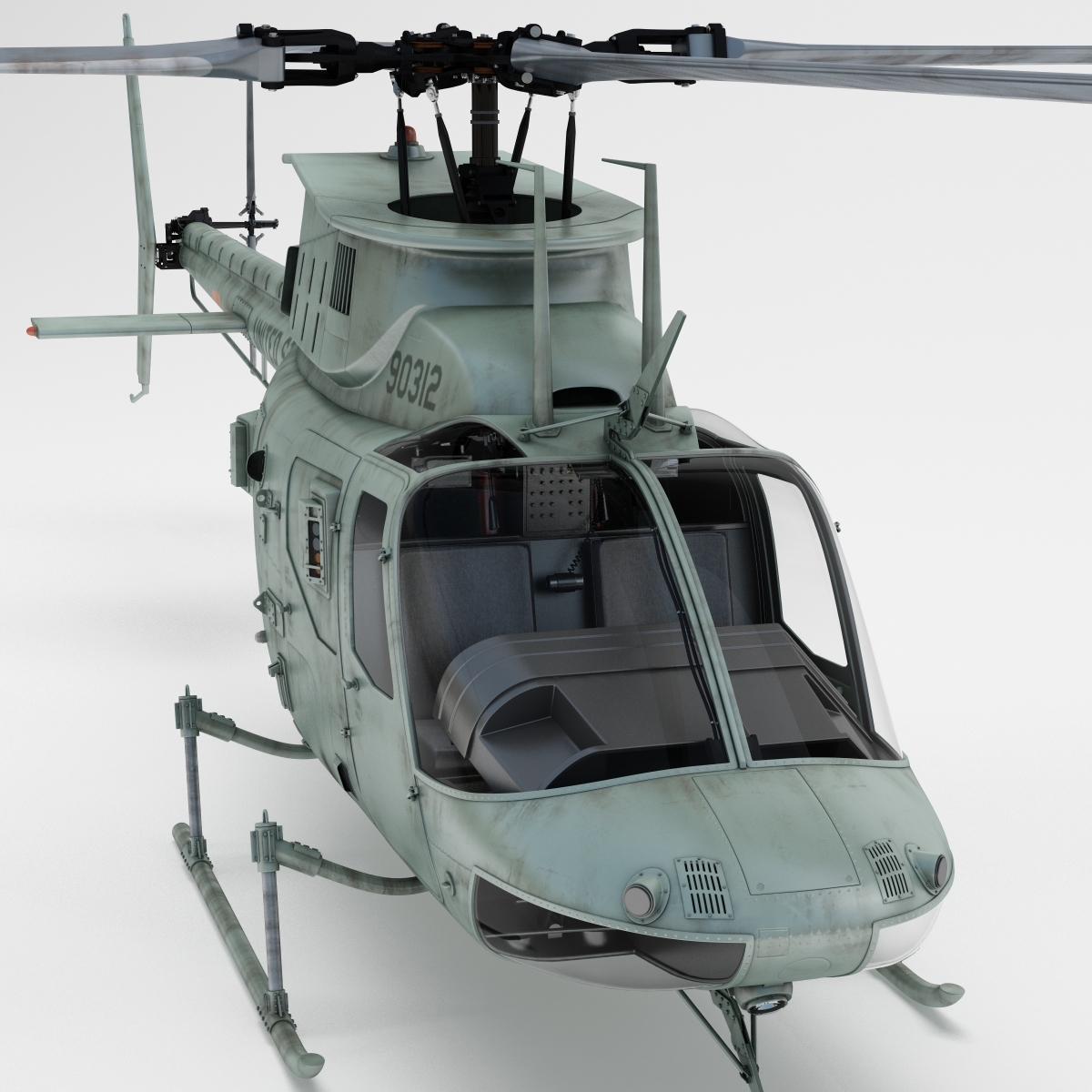 军用直升机贝尔oh 58 kiowa 6 rigged3d模型