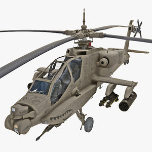 max ah-64 apache rigged helicopter