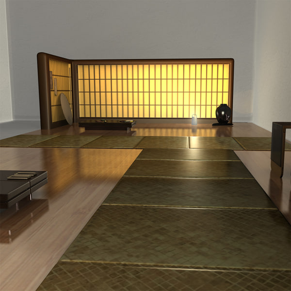 3d japanese tea house interior