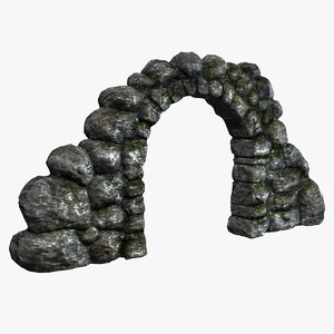 3d ancient mossy stone arc model