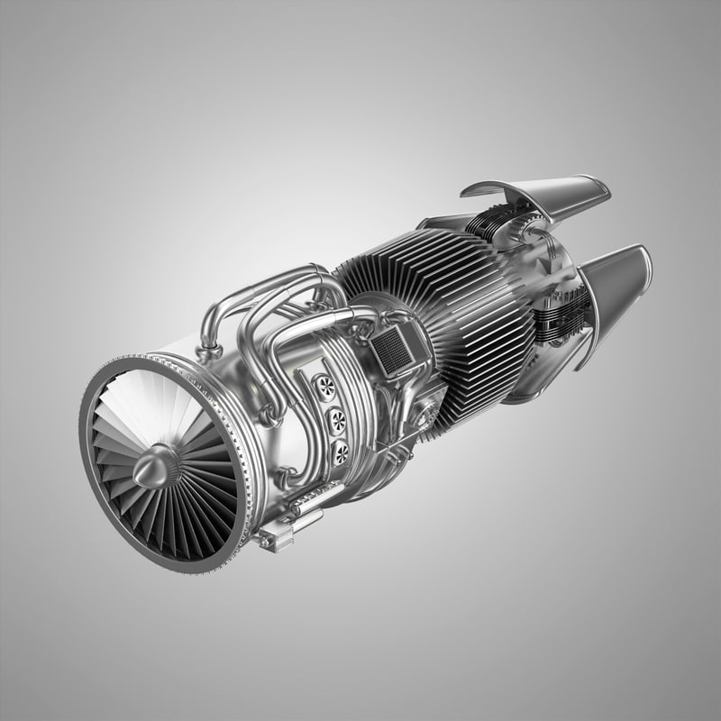 3d model of jet engine cutaway