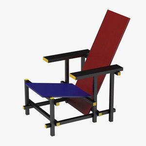 rietveld red blue chair 3d mol