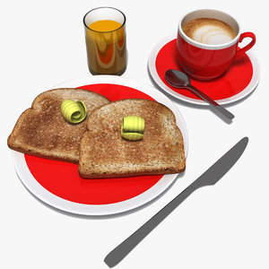 realistic breakfast 3d obj
