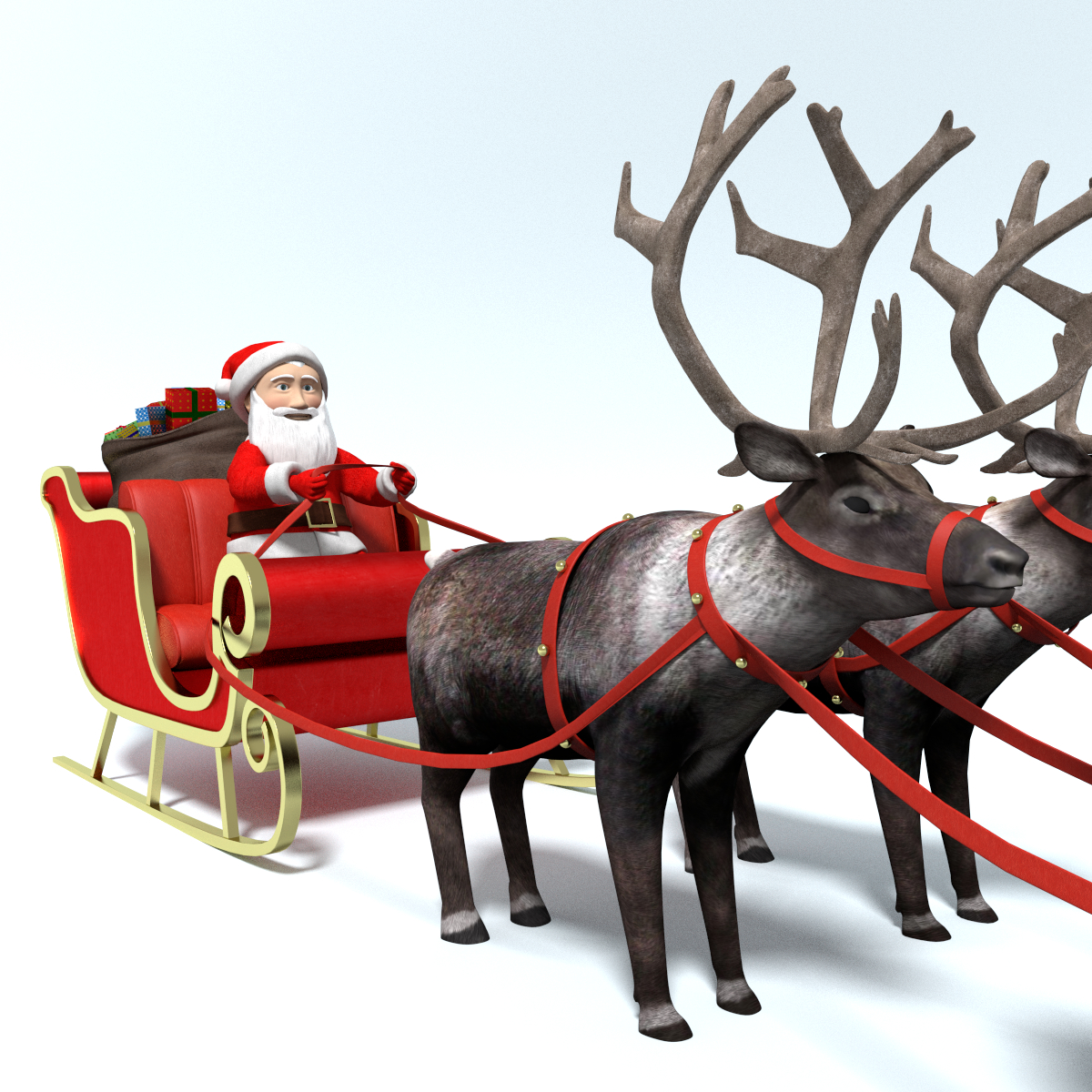 santa sleigh with reindeer
