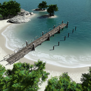 c4d modeled island pier