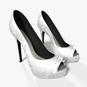 cinema4d spiked silver heel shoes