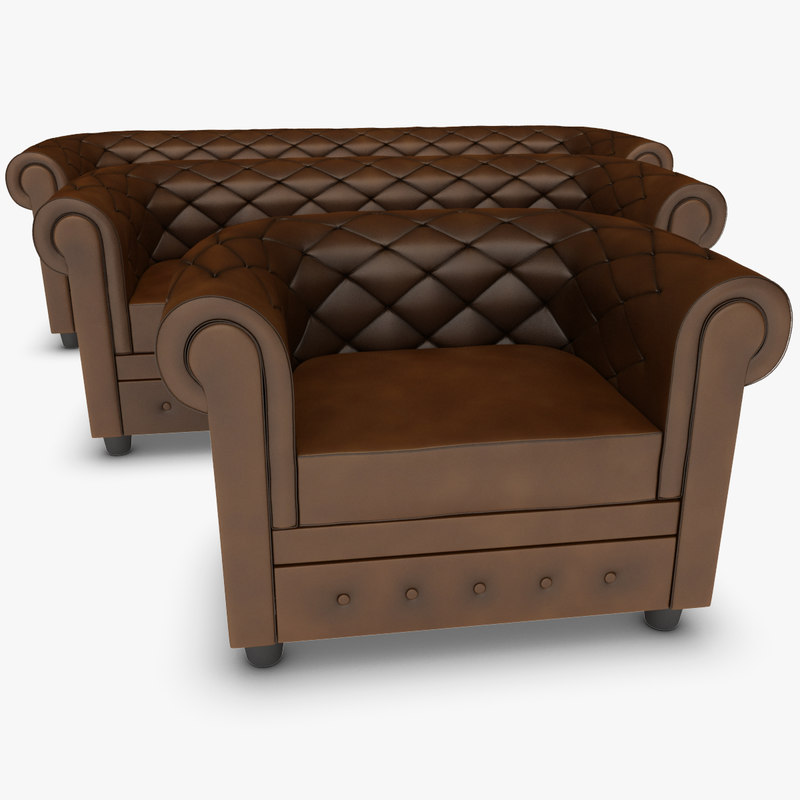 Realistic Chester Sofa Set 3d Max 