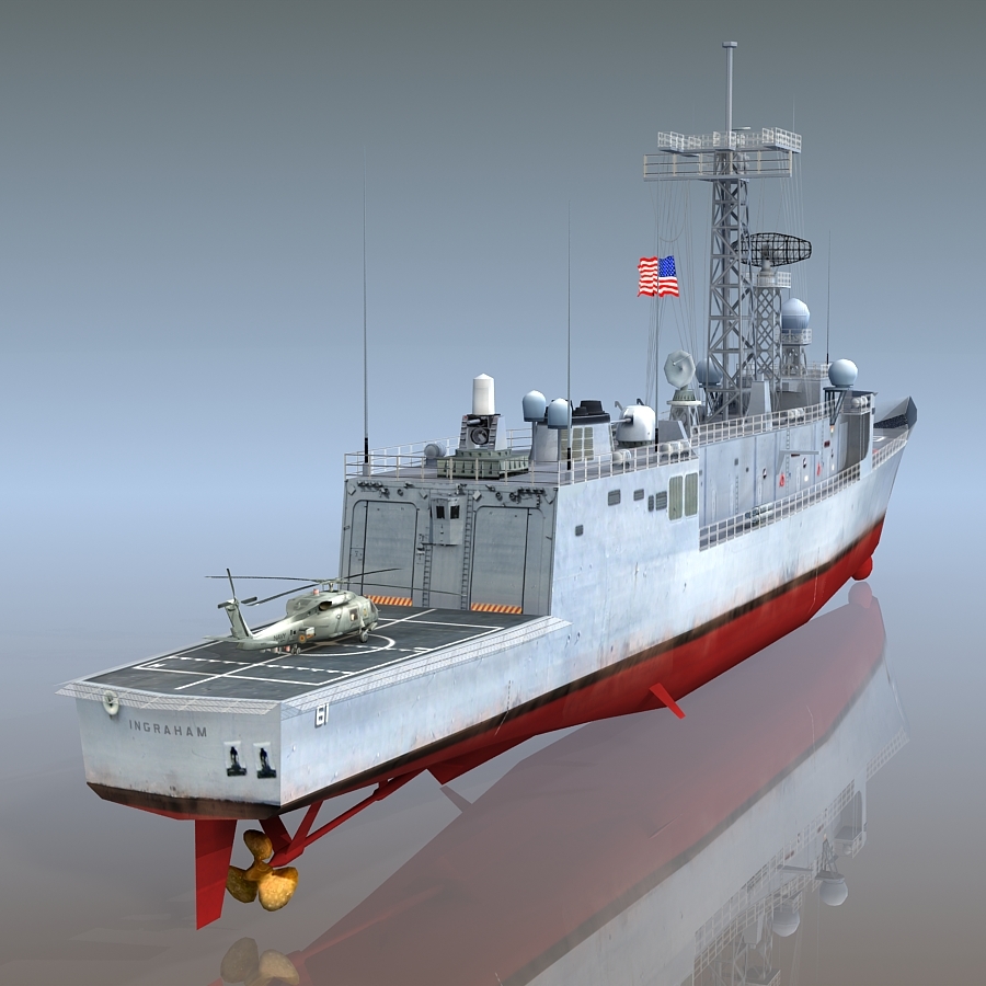 3d uss ingraham ffg-61 frigate model