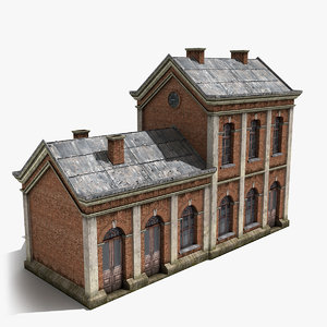 3d model old-style factory