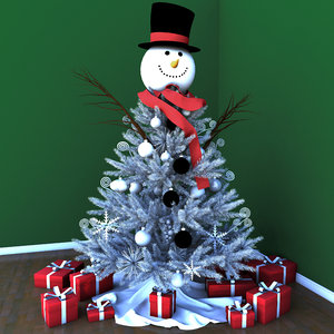 snowman christmas tree 3d model