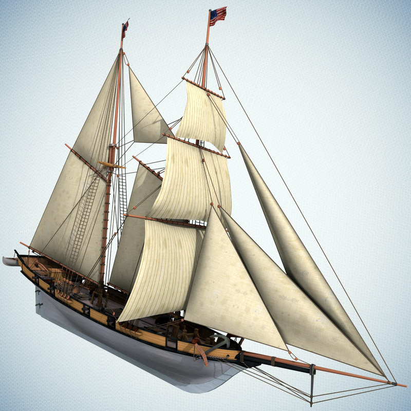 3d sailboat schooner halcon