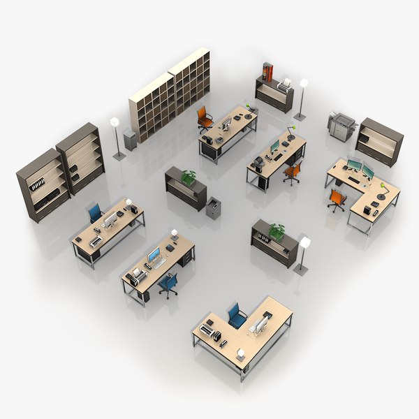 modern office set 3d dxf