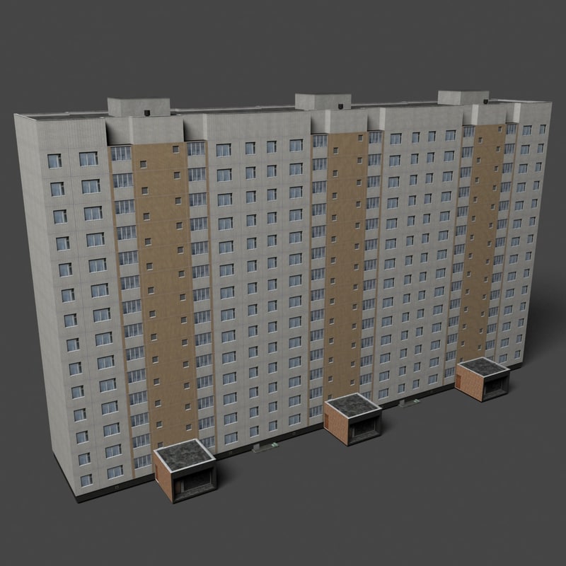 3d typical 14-storey soviet house interior