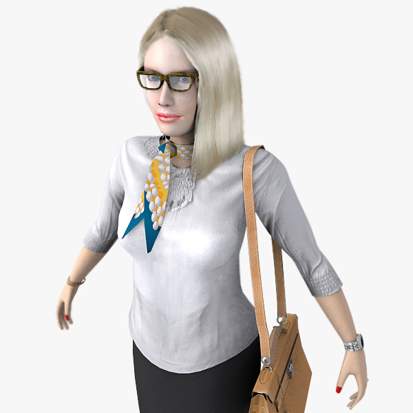 3d realistic blonde business woman model