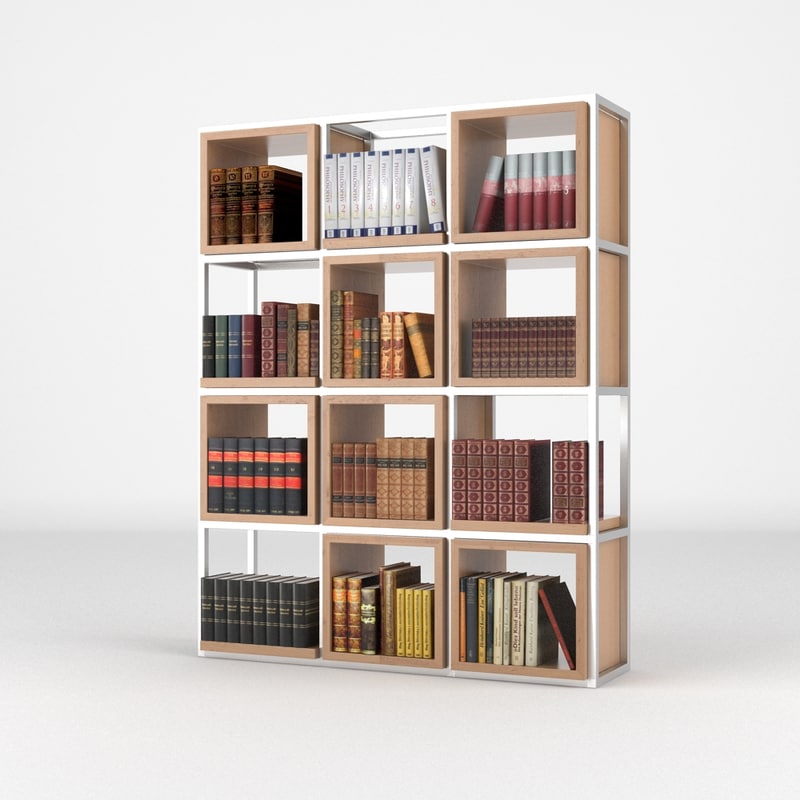 bookshelf books 3d max