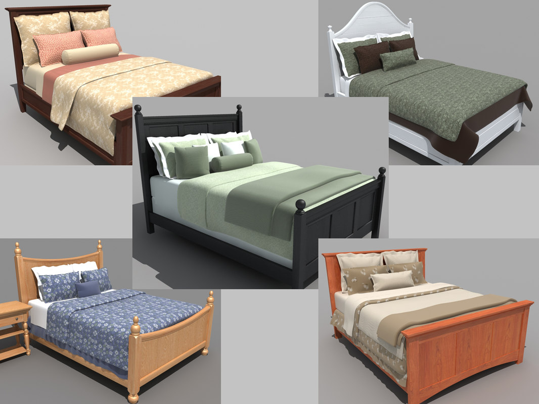 3d set beds bedroom furniture