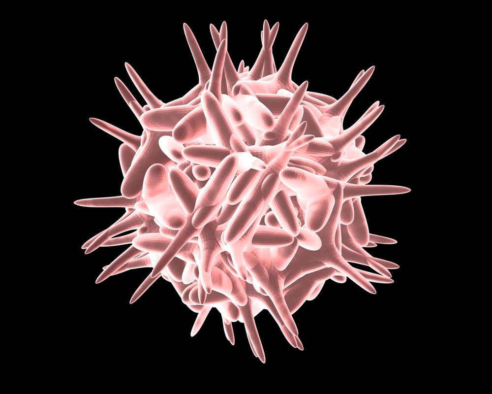 Cell 3d model. Mutated virus v3 image. C Cell. Cell virus