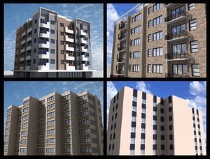 4 apartments 3d model
