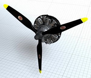 3d model of aircraft radial engine
