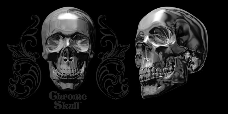 chrome skull 3d c4d