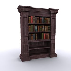 antique bookshelf old books 3d model