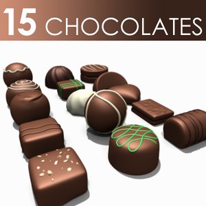 3d c4d 15 chocolate pieces