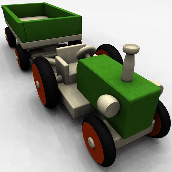 wooden toy tractor and trailer
