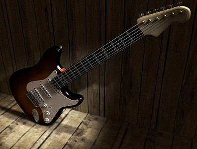 maya stratocaster guitar modelled