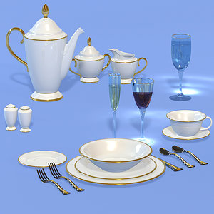 3d model elegant dinnerware dishes