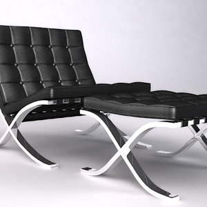 3d barcelona chair ottoman lounge model