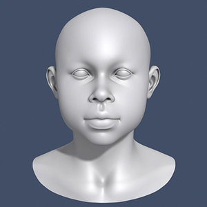 3ds max polygonal african boy head