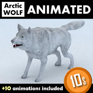 3d model of wolf skinned animation