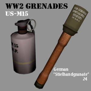 stielhandgranate grenade 3d 3ds