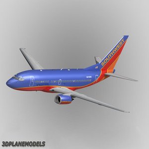 b737-500 southwest airlines 3d model
