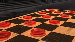 3d red checker piece model